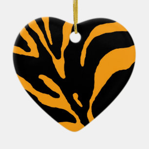 Orange Zebra Stripe Animal Print Ceramic Ornament