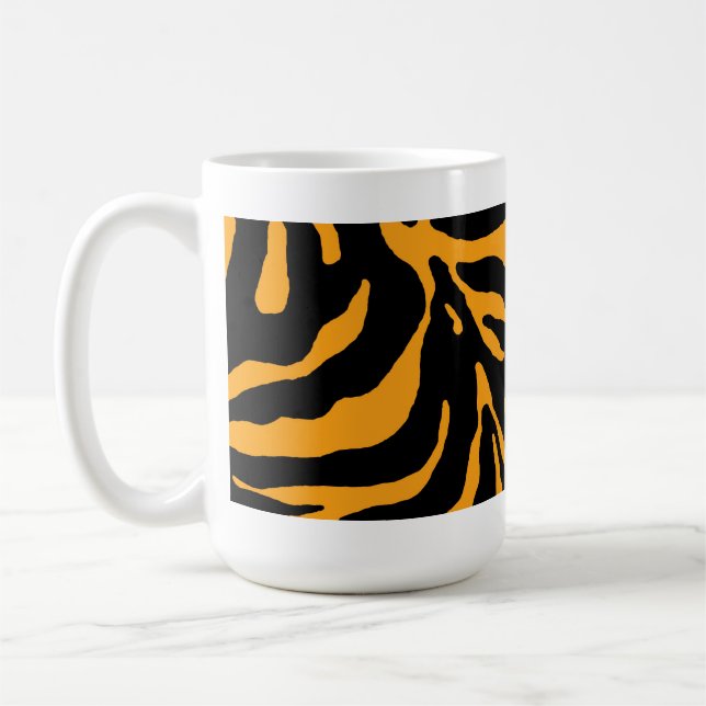Orange Zebra Stripe Animal Print Coffee Mug (Left)