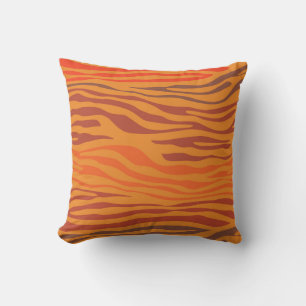 Orange Zebra Stripe Throw Pillow