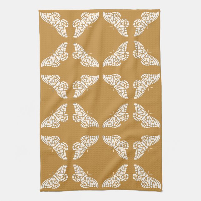 Orange Zest Arts and Crafts Butterflies Kitchen Towel (Vertical)
