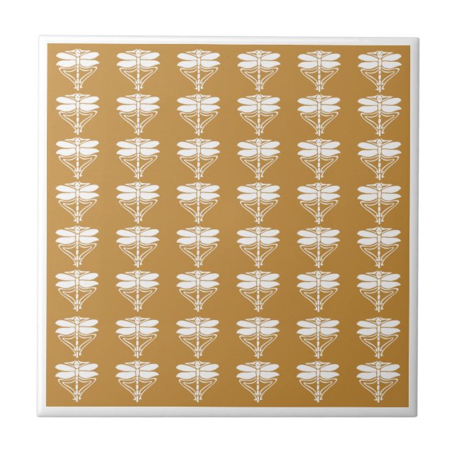 Orange Zest Arts and Crafts Dragonflies Tile (Front)
