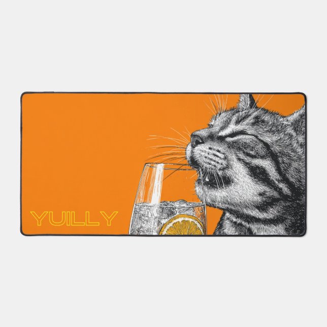 Orange Zest Cat Moment  Desk Mat (Front)