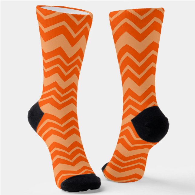 Orange Zigzag Chevron Pattern Design  Socks (Creator Uploaded)
