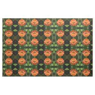 Orange Zinnia Floral Patterned Fabric