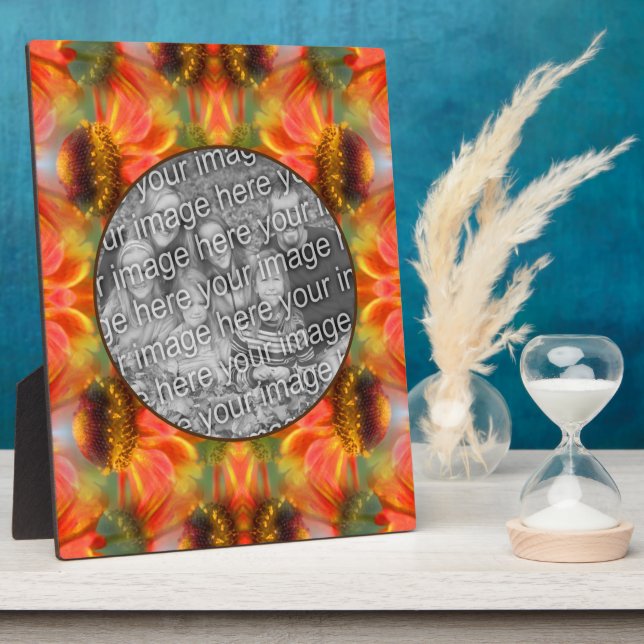 Orange Zinnia Flower Create Your Own Photo Plaque (Side)