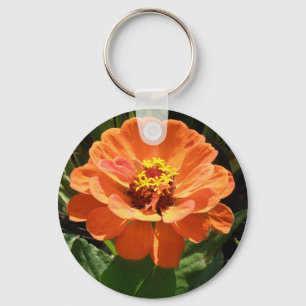 Orange Zinnia Keychain