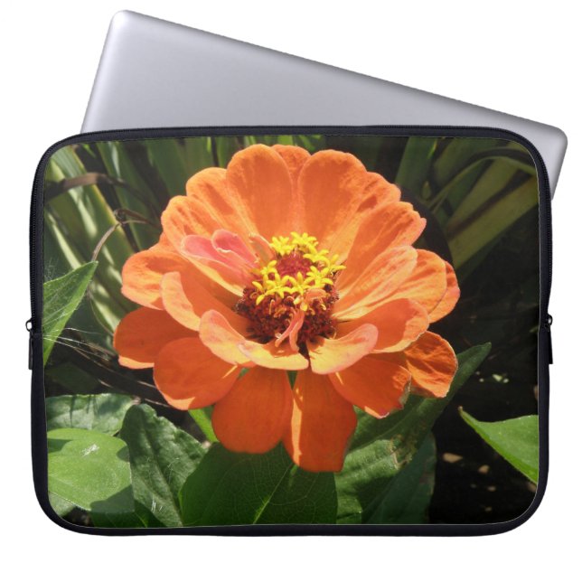 Orange Zinnia Laptop Bag (Front)
