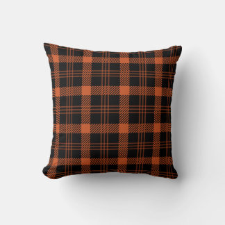 Orangec, white and black seamless plaid pillow