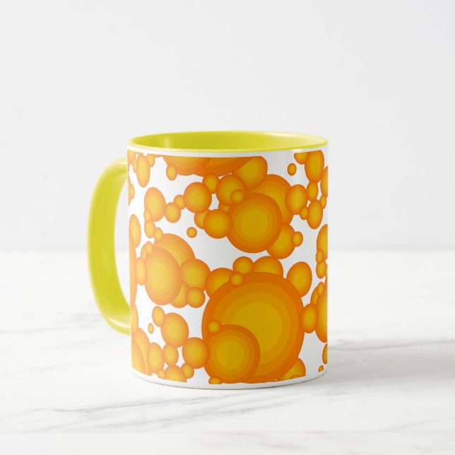 Oranger 70s styling circles like bubbles coffee mu mug (Front Left)