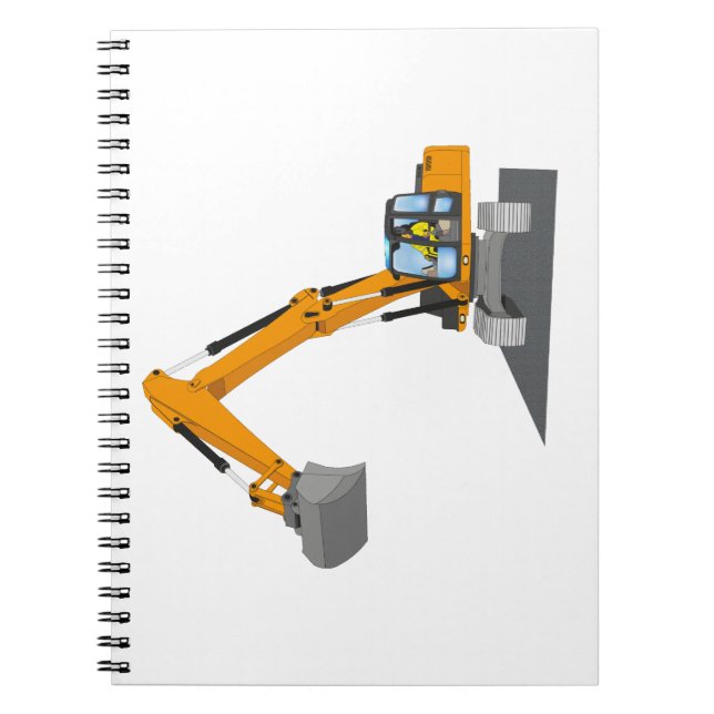 oranger Kettenbagger Notebook (Front)