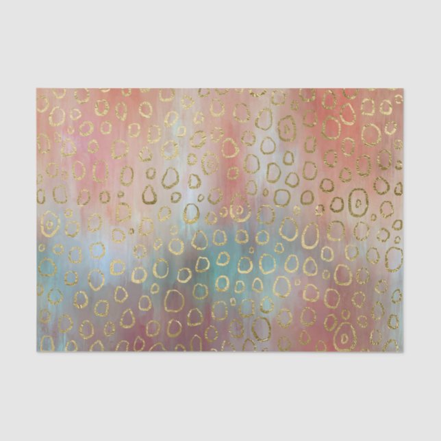 Oranges and Blue hues gold circles decoupage  Tissue Paper (Front)