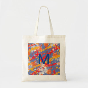 Oranges and Blue Paint Splatter Tote Bag