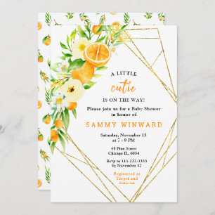 Oranges and Flowers Baby Shower Invitation