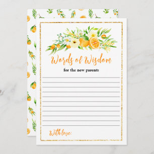 Oranges and Foliage Baby Shower Words Of Wisdom Invitation