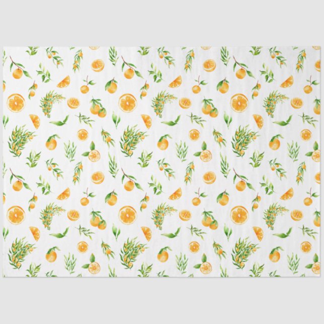 Oranges and Foliage Pattern Tissue Paper (Front)