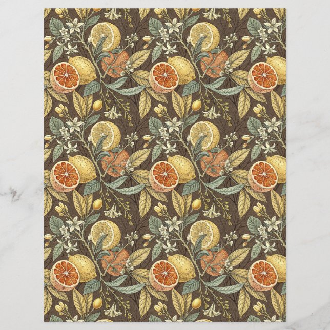 Oranges and lemons bontanic scrapbook paper yellow (Front)