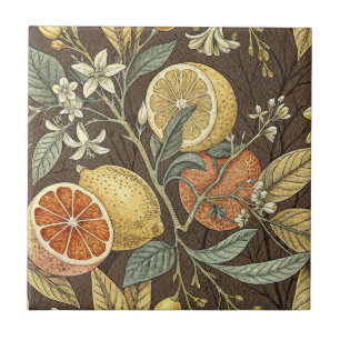 Oranges and lemons brown vintage style seamless tile