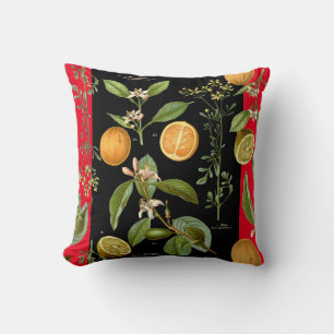 Oranges and Lemons Vintage with Red Accent Throw Pillow