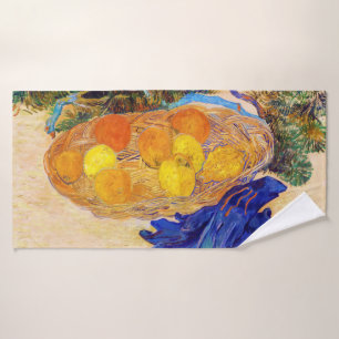 Oranges and Lemons with Blue Gloves, Van Gogh Bath Towel
