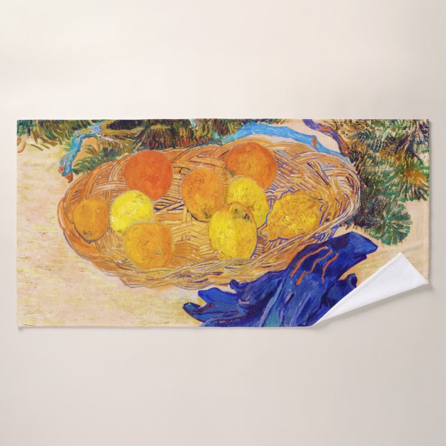 Oranges and Lemons with Blue Gloves, Van Gogh Bath Towel (Bath Towel)