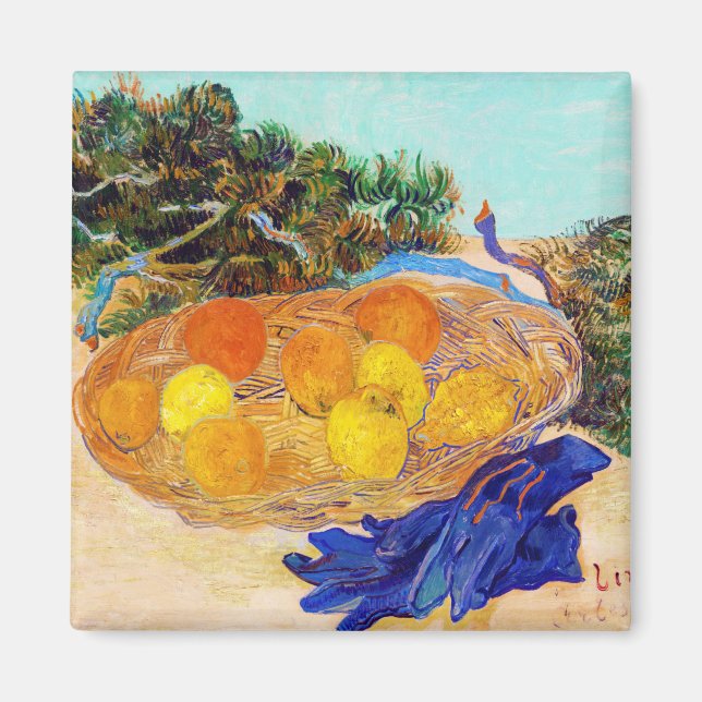 Oranges and Lemons with Blue Gloves, Van Gogh Magnet (Front)