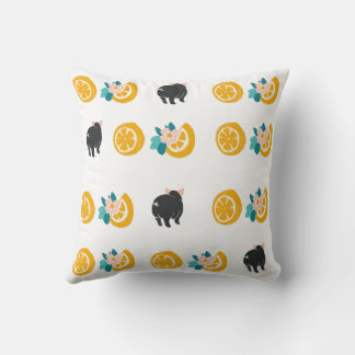 Oranges and Little Pigs Throw Pillow