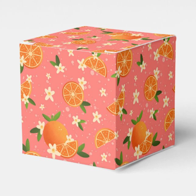 Oranges and orange blossom joy favor box (Front Side)
