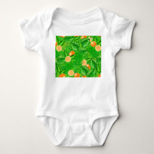 Oranges and tropical leaves baby bodysuit