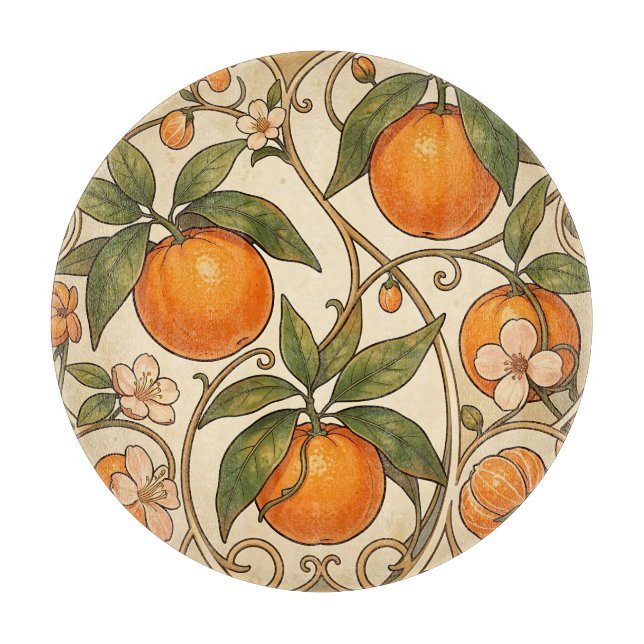 Oranges Art Nouveau Pattern Cutting Board (Front)