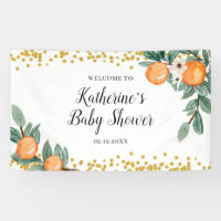 Oranges Baby shower jumeau Grande bannière
