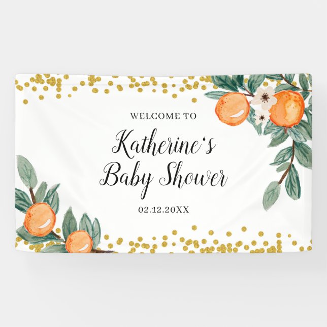 Oranges Baby shower jumeau Grande bannière (Horizontal)
