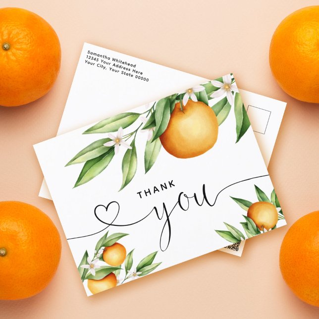 Oranges Branch Hand Lettered Thank You Postcard (Creator Uploaded)