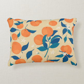 Oranges Branches: Beige Background Pattern Accent Pillow