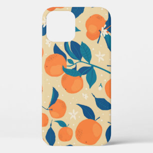 Oranges Branches: Beige Background Pattern iPhone 12 Case