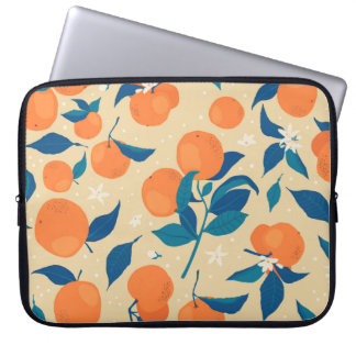 Oranges Branches: Beige Background Pattern Laptop Sleeve