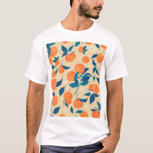 Oranges Branches: Beige Background Pattern T-Shirt