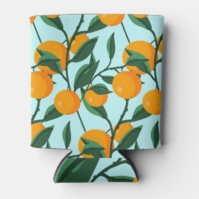 Oranges branches, citrus vintage print. can cooler (Front)