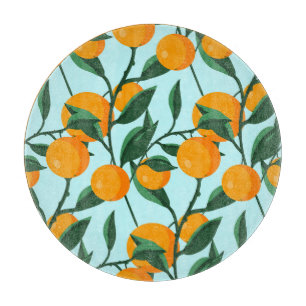 Oranges branches, citrus vintage print. cutting board