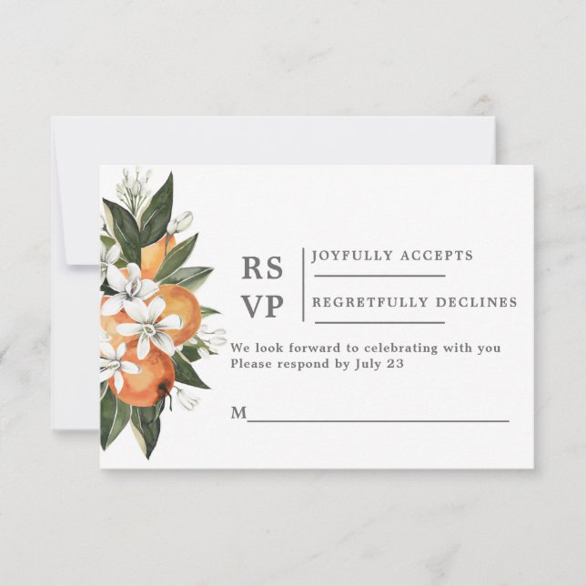 Oranges carte d'insertion de mariage RSVP (Devant)