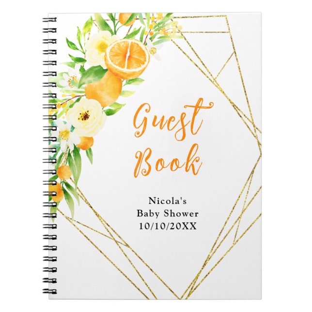 Oranges Citrus Baby Shower Guest Book (Front)