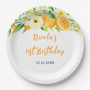 Oranges Citrus Baby Shower Paper Plate