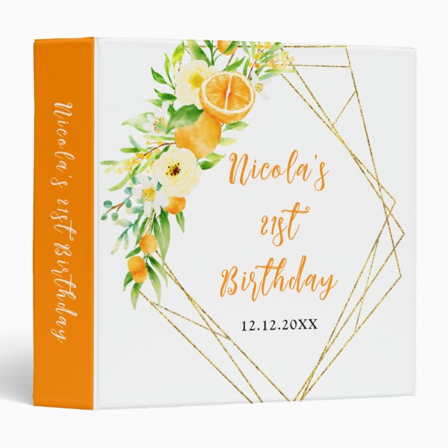Oranges Citrus Birthday Party Photo Album Binder (Front/Spine)