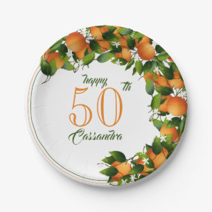 Oranges Citrus Fruit   Birthday Paper Plate