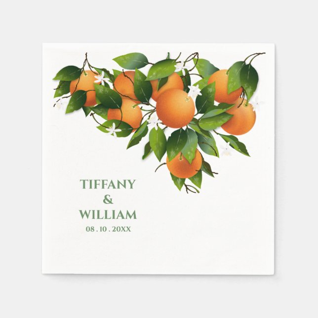 Oranges Citrus Fruit Cocktail Party Napkins (Front)