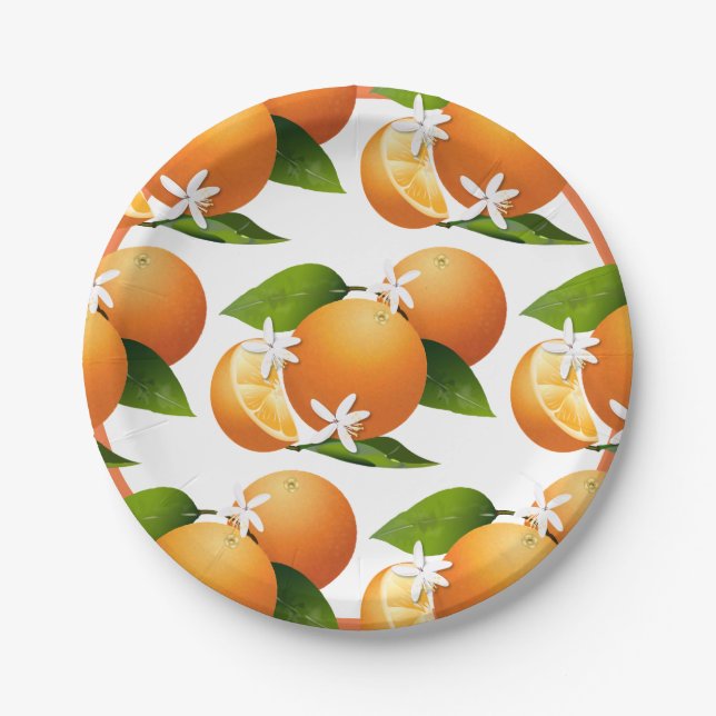Oranges Citrus Fruit Cocktail Party Paper Plate (Front)