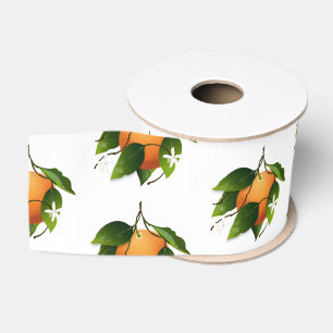 Oranges Citrus Fruit Floral Botanical Garden Grosgrain Ribbon