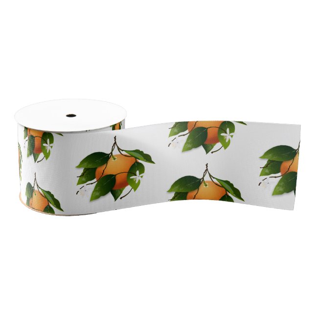 Oranges Citrus Fruit Floral Botanical Garden Grosgrain Ribbon (Spool)