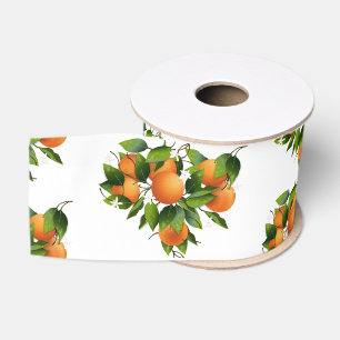 Oranges Citrus Fruit Floral Botanical Garden Grosgrain Ribbon