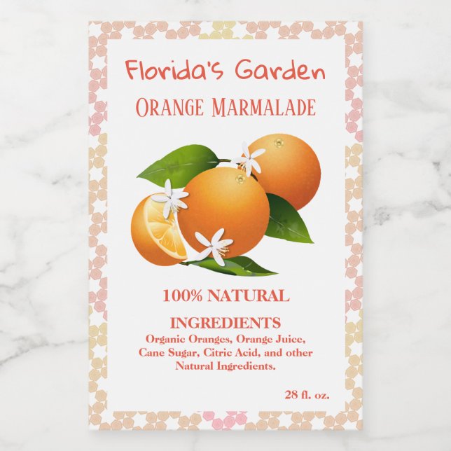 Oranges Citrus Fruit Floral Canning Food Label (Single Label)