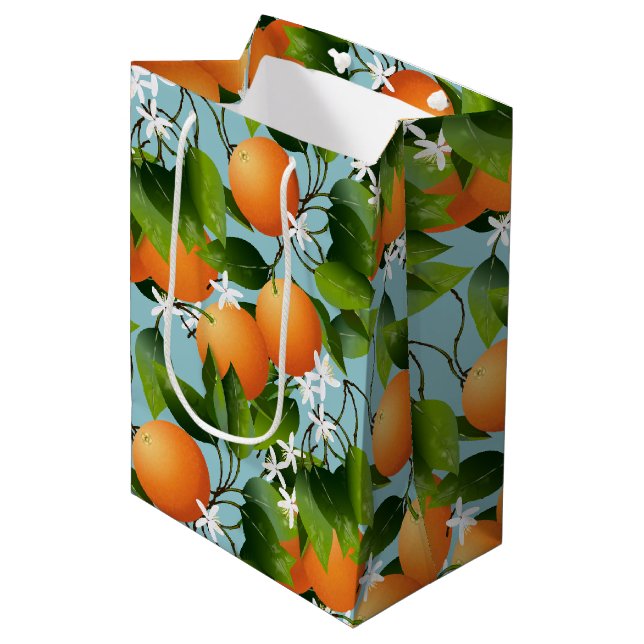Oranges Citrus Fruit Floral Medium Gift Bag (Front Angled)